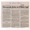 Reincorporada doctora en el Médico Legal